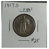 1917-S  Type I  Standing Liberty Quarter  VF