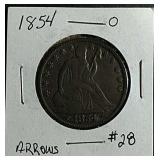 1854-O w/arrows Seated Liberty Half Dollar  VF