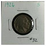 1926-S  Buffalo Nickel  F