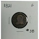 1821  Capped Bust Dime  G
