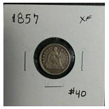 1857  Liberty Seated Half Dime  XF