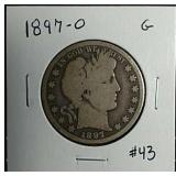 1897-O  Barber Half Dollar  G