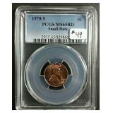 1970-S  Small Date Lincoln Cent  PCGS  MS-65 RD