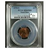 1970-S  Small Date  Lincoln Cent  PCGS  MS-65 RB