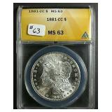 1881-CC  Morgan Dollar  ANACS MS-63