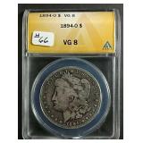 1894-O  Morgan Dollar  ANACS  VG-8