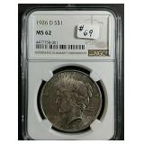 1926-D  Peace Dollar  NGC  MS-62