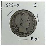 1892-O  Barber Half Dollar  G
