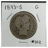 1893-S  Barber Half Dollar  G