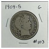 1904-S  Barber Half Dollar  G