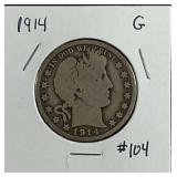 1914  Barber Half Dollar  G