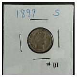 1897-S  Barber Dime  VF