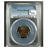 1916  Lincoln Cent  PCGS  MS-64 RB