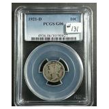 1921-D  Mercury Dime  PCGS  G-6