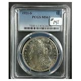 1921-S  Morgan Dollar  PCGS MS-63