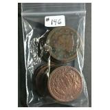Bag of 10 Large Cents  AG - VG