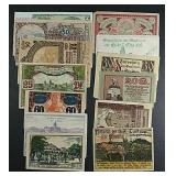 Lot of 12 Colorful Notgeld Heller & Pfennig notes