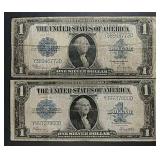 2  1923 $1  Large Size Silver Certificates