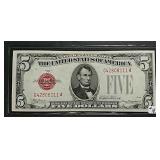 1928-C  $5  LT  Red Seal  AU+