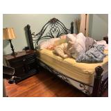 Beautiful king iron bed with bedding 