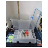 STORAGE TUB, ORGANIZER & SOME FISHING TACKLE