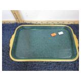 GREEN URANIUM GLASS W/ GOLD TRIM TRAY -- GLOWS