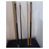 WOOD & EARL STRICKLAND POOL CUE STICKS