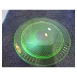 GREEN URANIUM GLASS PLATTER -- GLOWS UNDER UV