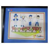 ORIGINAL WATER COLOR PAINTING OF "HELP" CARTOON