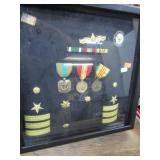 MILITARY /  NAVY MEDALS & INSIGNIAS SHADOW BOX