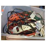 TUB LOT-- ASSORTED EXTENSION CORDS