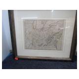 FRAMED 1812 MAP OF THE U.S.