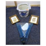 POTTERY PLANTER, GLASS WALL POCKET & WALL DECOR