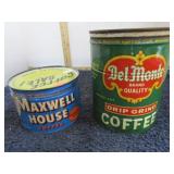 MAXWELL HOUSE & DEMONTE COFFEE TINS
