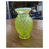 HOBNAIL VASELINE URANIUM GLASS VASE --- GLOWS
