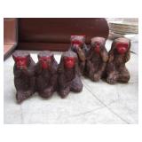 2 SETS-- HEAR NO, SEE NO & SPEAK NO EVIL MONKEY