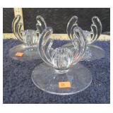 3-- HEISEY GLASS ANGEL WING CANDLE HOLDERS