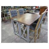 BAR HEIGHT TABLE & 4 CHAIRS- DROP LEAF ON 1 SIDE