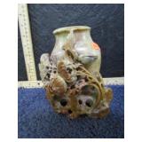 CARVED ALABASTER VASE - CRACK ACROSS BACK