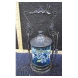 SILVERPLATE PICKLE CASTOR PAINTED GLASS