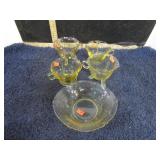 YELLOW HEISEY GLASS CUPS & BOWL