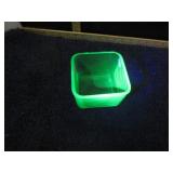 GREEN URANIUM GLASS REFRIGERATOR DISH -- NO LID
