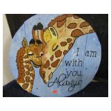 WOODEN GIRAFFE WALL PLAQUE
