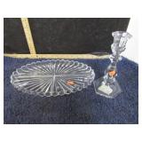 HEISEY GLASS DIVIDED DISH & CANDLE HOLDER