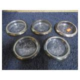 5-- SILVERPLATE RIMMED COASTERS
