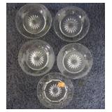5-- HEISEY GLASS SAUCERS