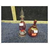 2-- BLOWN GLASS PERFUME BOTTLES
