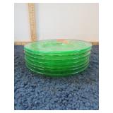 7-- GREEN URANIUM GLASS SAUCERS -- GLOWS UNDER UV