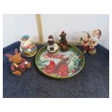 HOLIDAY FIGURES & COCA COLA TRAY