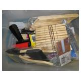 PAINT BRUSHES, BOTTLES, CLOTHES PINS, ETC